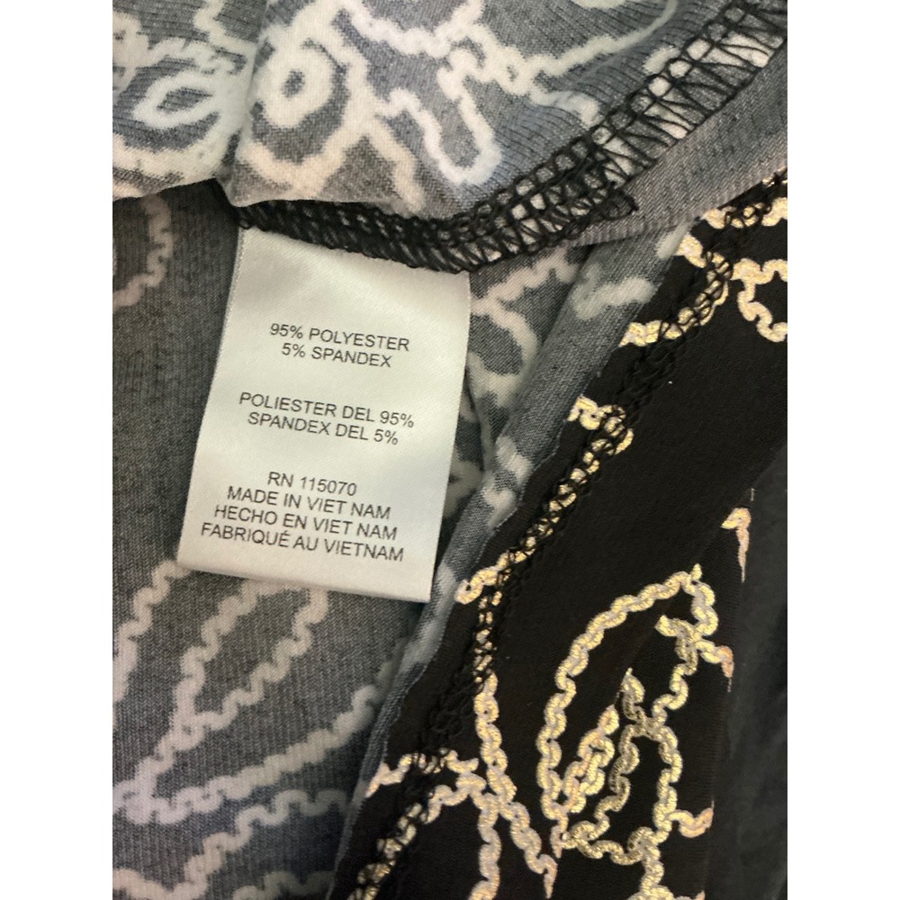Nina Leonard Dress Womens Small Black Floral 3/4 Sleeve Excellent Scoop Neck - Picture 12 of 13
